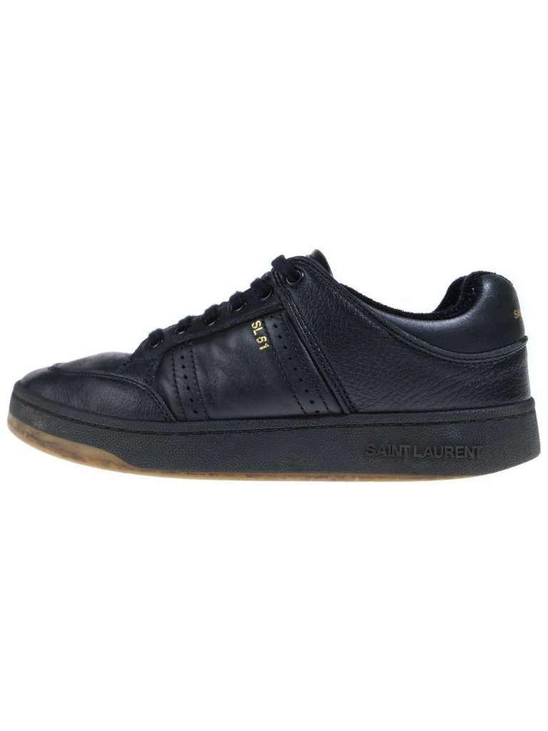 Saint Laurent Paris Smooth Leather Low Cut Sneakers Black P0